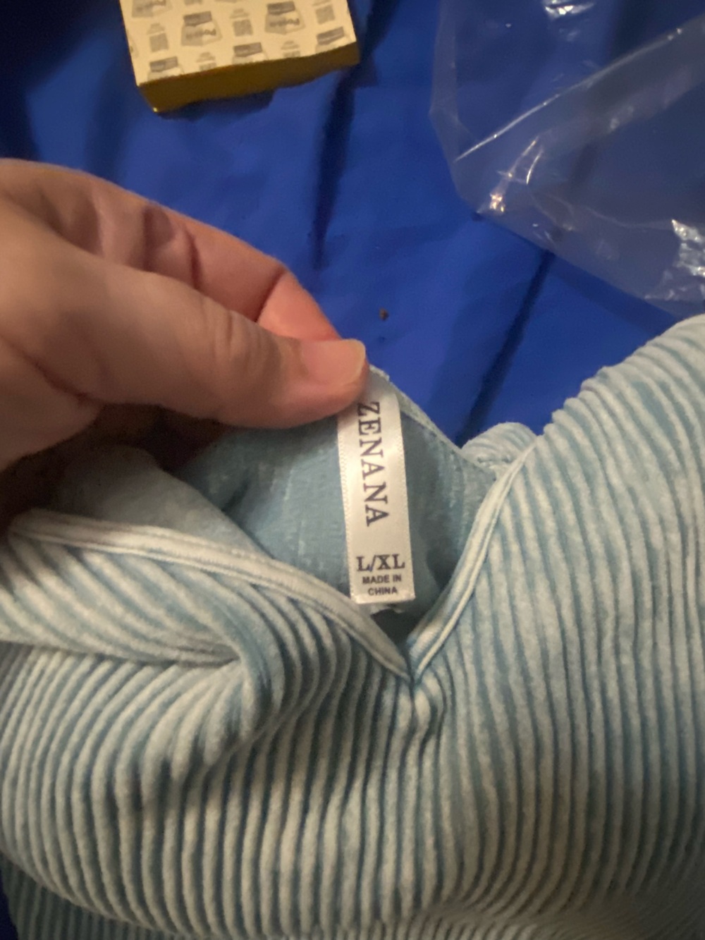 Zenana Striped Light Blue Ribbed Tank Top/brand new with tags